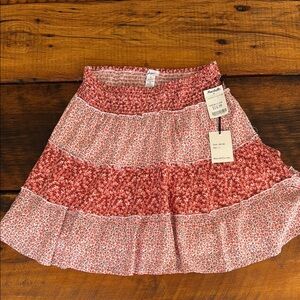 Japna Red and White Tiered Skater Skirt NWT